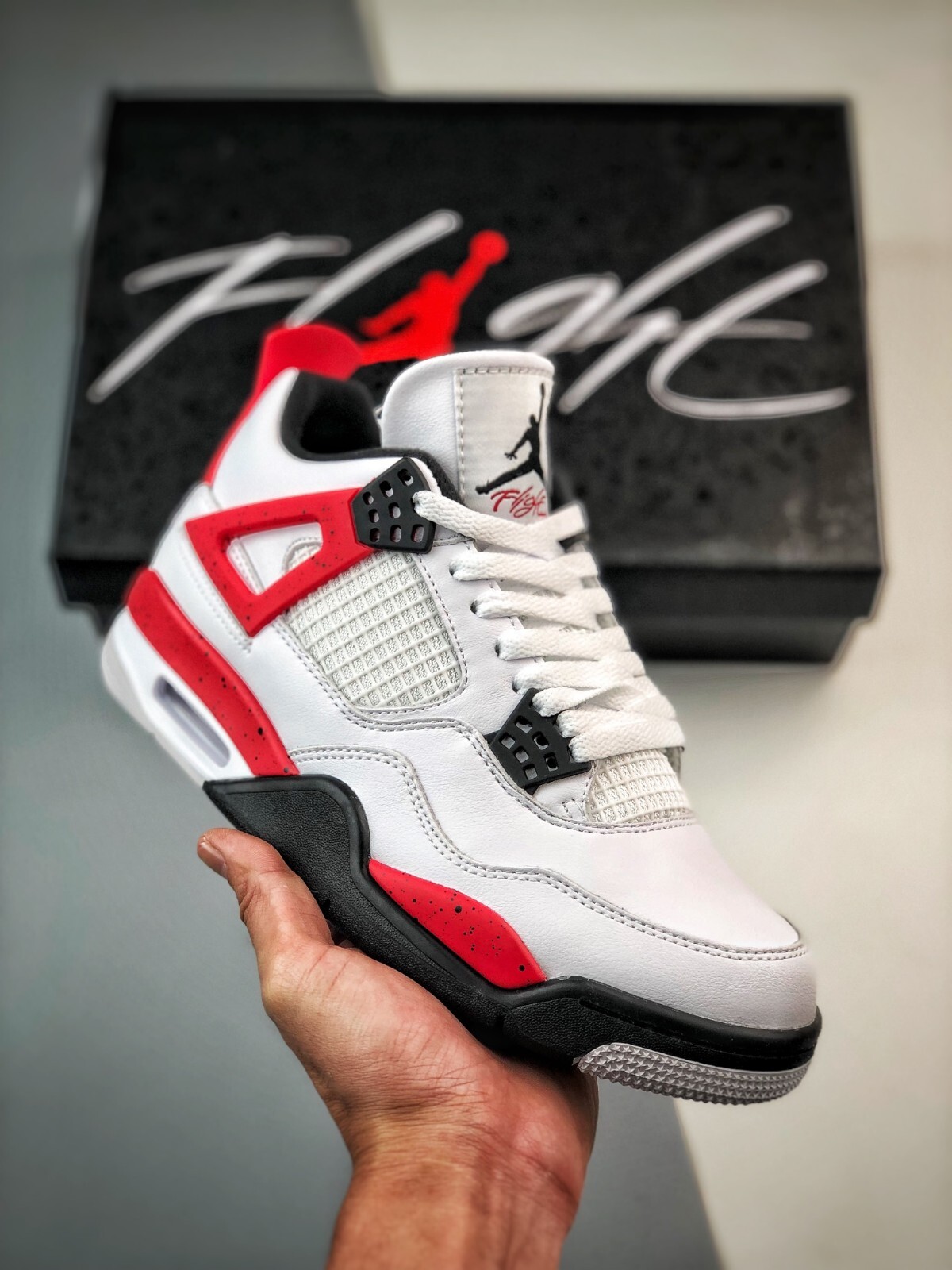 Air Jordan 4 Retro“NeutraGrey”White black red/red cement