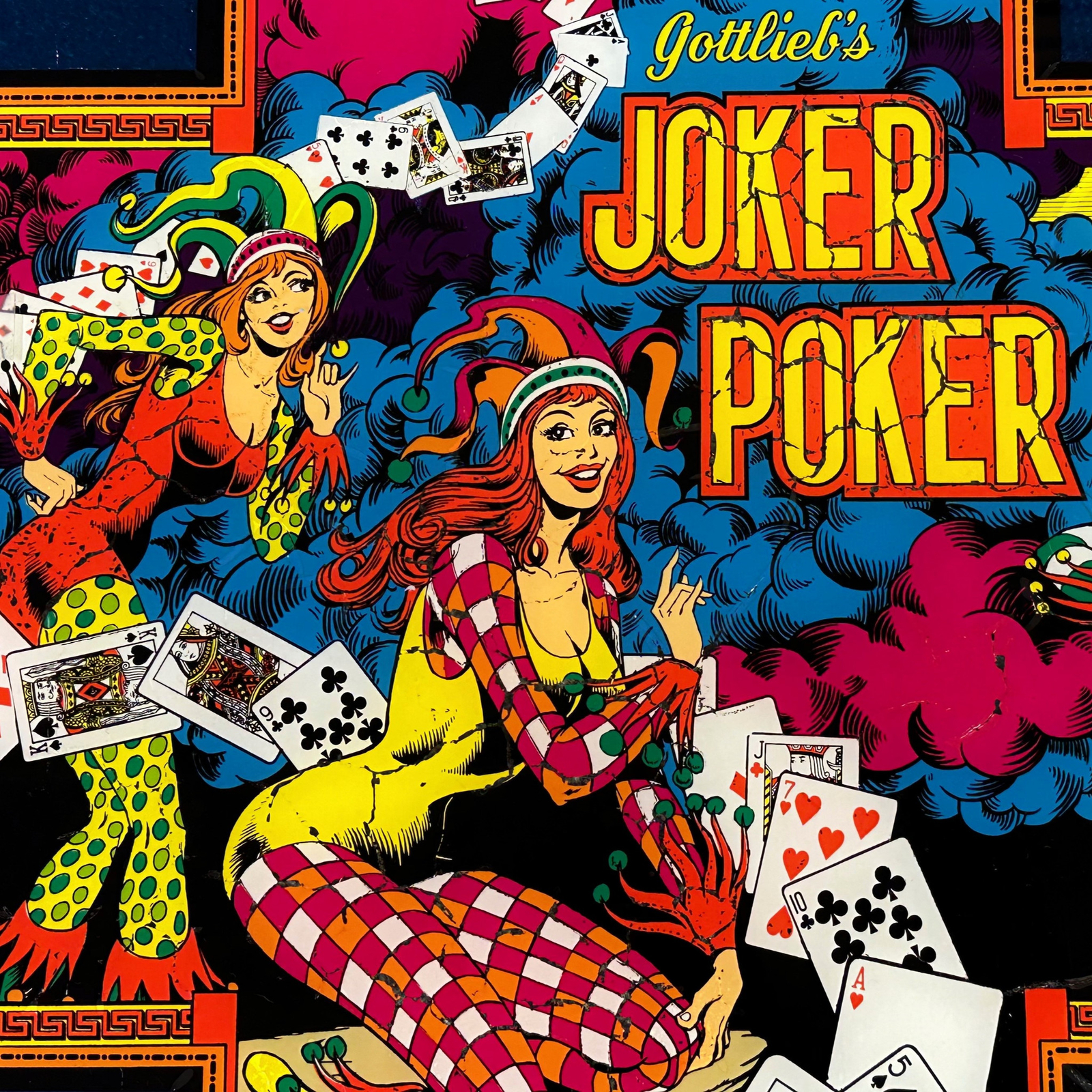 Gottlieb Joker Poker Pinball Machine Game Backglass ORIGINAL