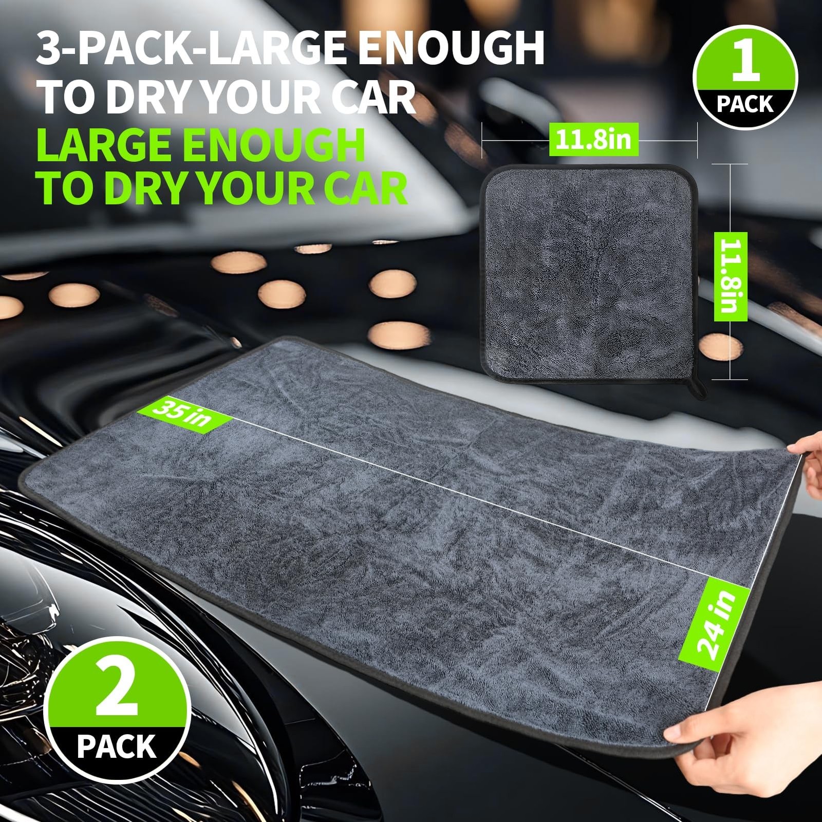 Wontolf Ultra Absorbent Car Drying Towels with Storage Bag, Extra Large Micro...