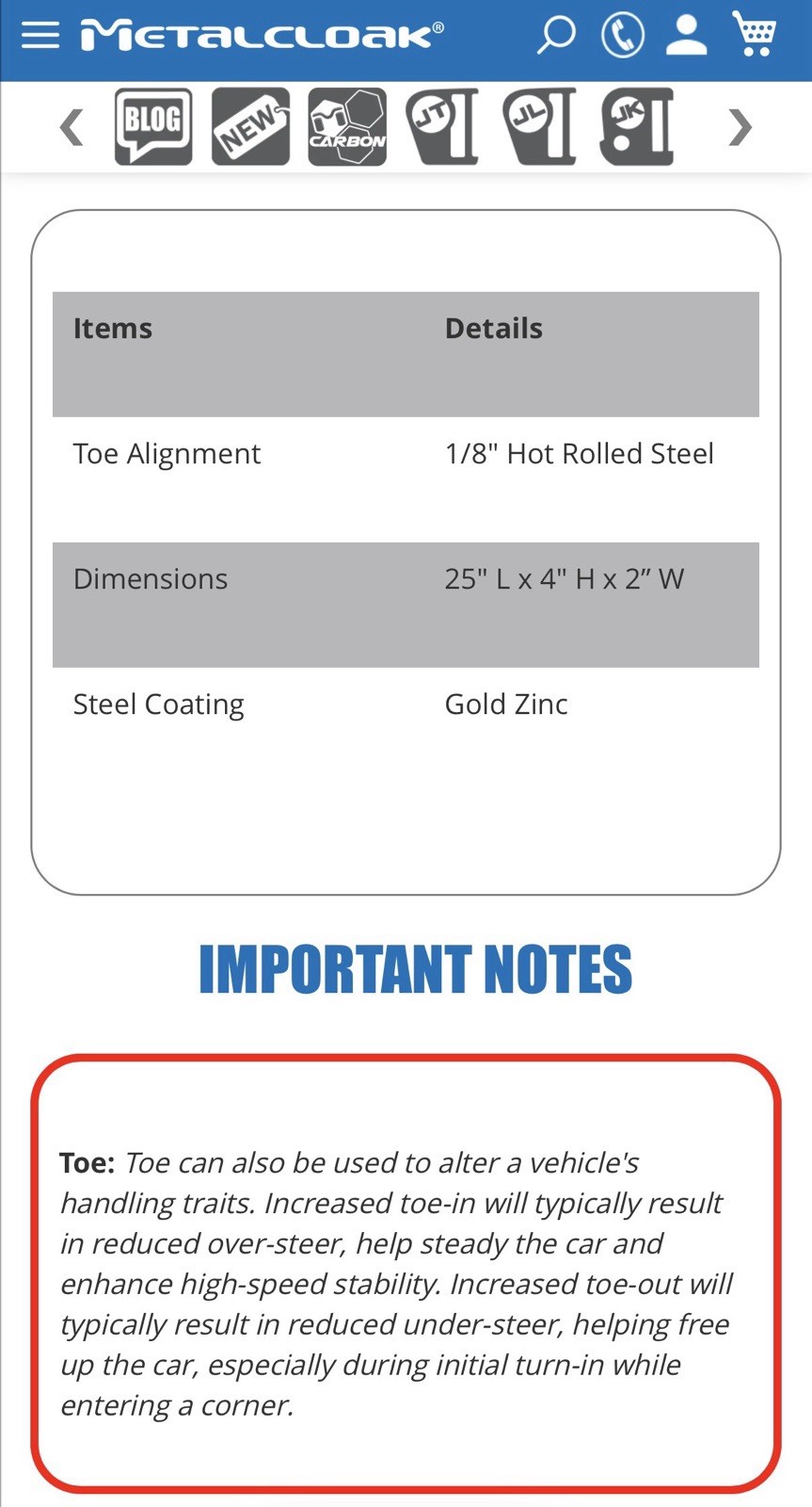 MetalCloak DIY Steering/Toe Alignment Kit