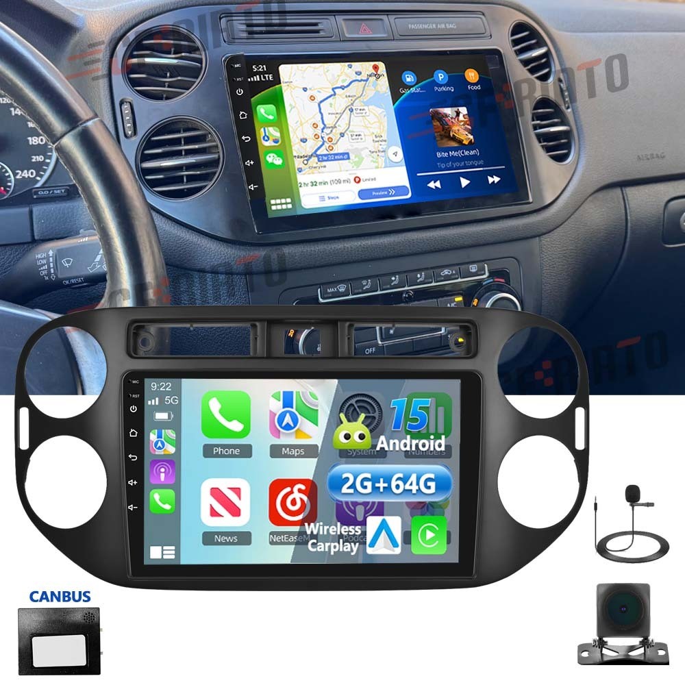 For VW Tiguan 2011-2017 Apple Carplay GPS WIFI Android 15 Stereo Head unit 64G