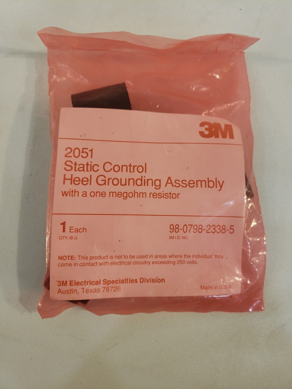 3M 2051 Static Control Heel Grounding Assemble 1 Megohm Resistor ESD Safety