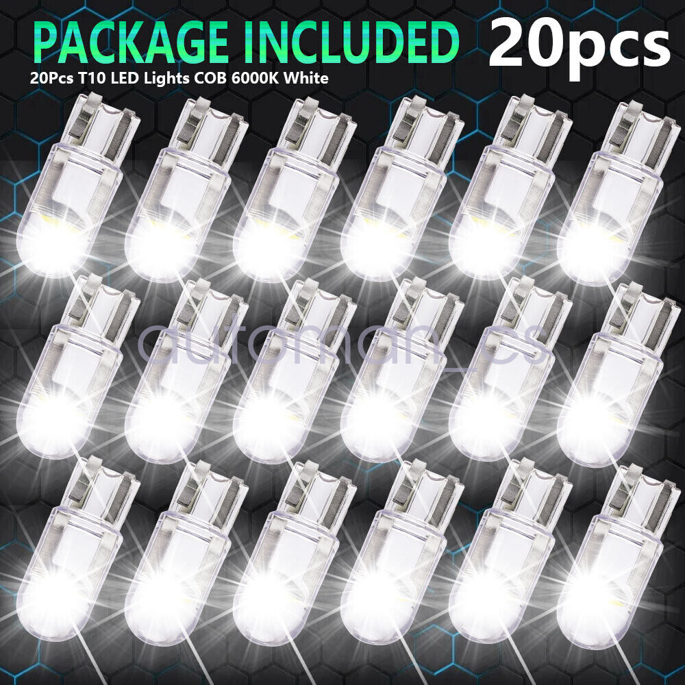 20X Light Bulbs 6000K T10 194 168 W5W 2825 White COB LED License Plate Interior
