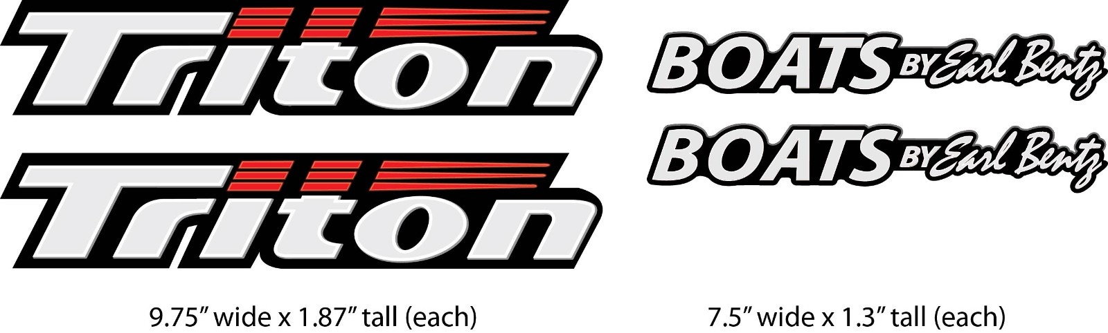 2x Triton Boats by Earl Bentz - FLAT DECALS - NOT Raised or 3D