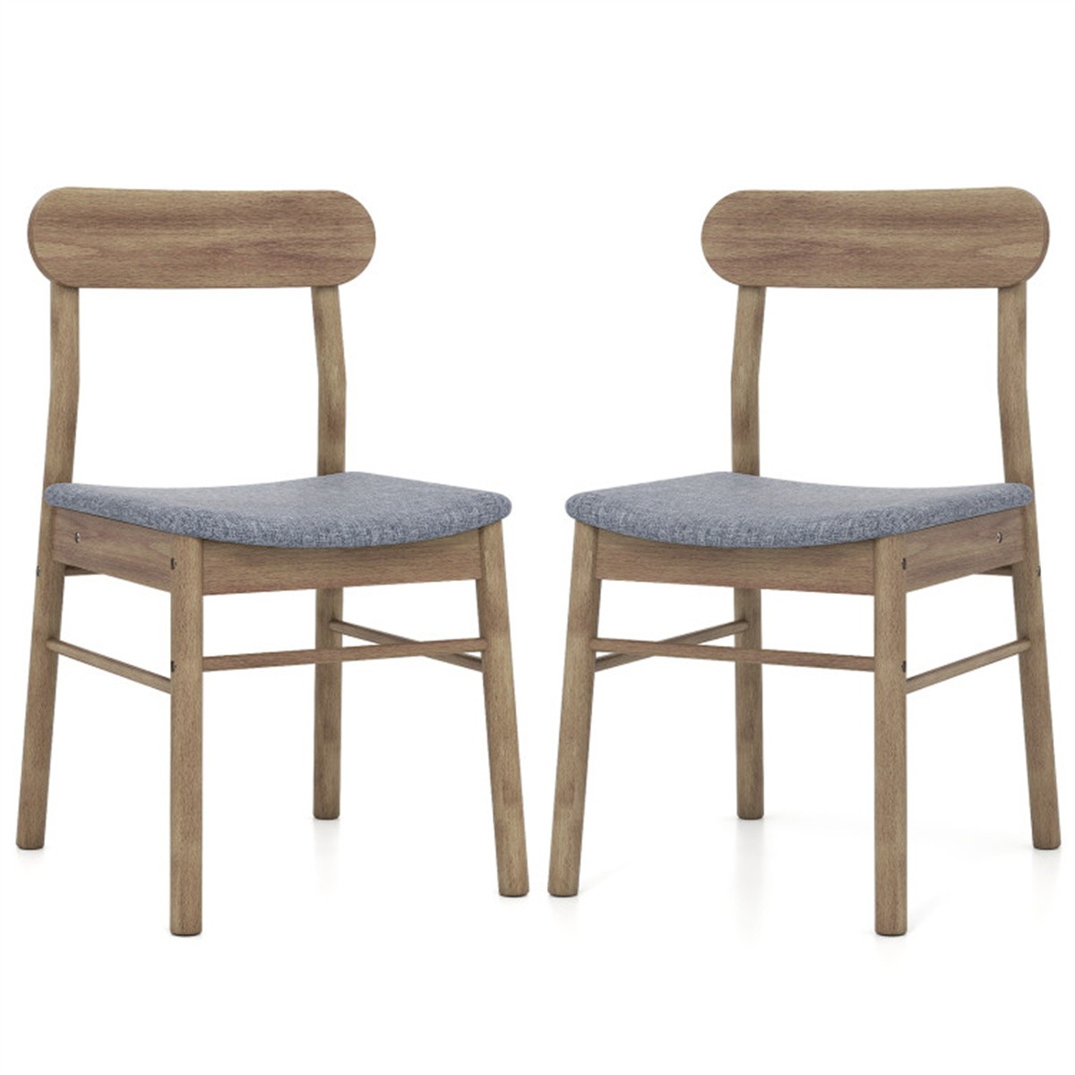 2PCS Solid Rubber Wood Dining Chairs , 400 LBS Capacity Padded Upholstered