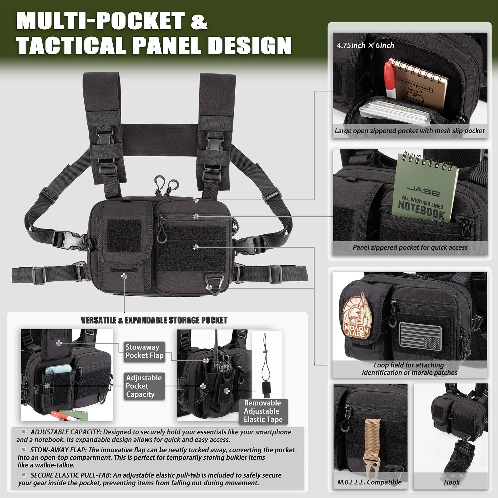Cltac 2-In-1 Convertible Chest Pack And Hydration Backpack 2.5L Water Bladder