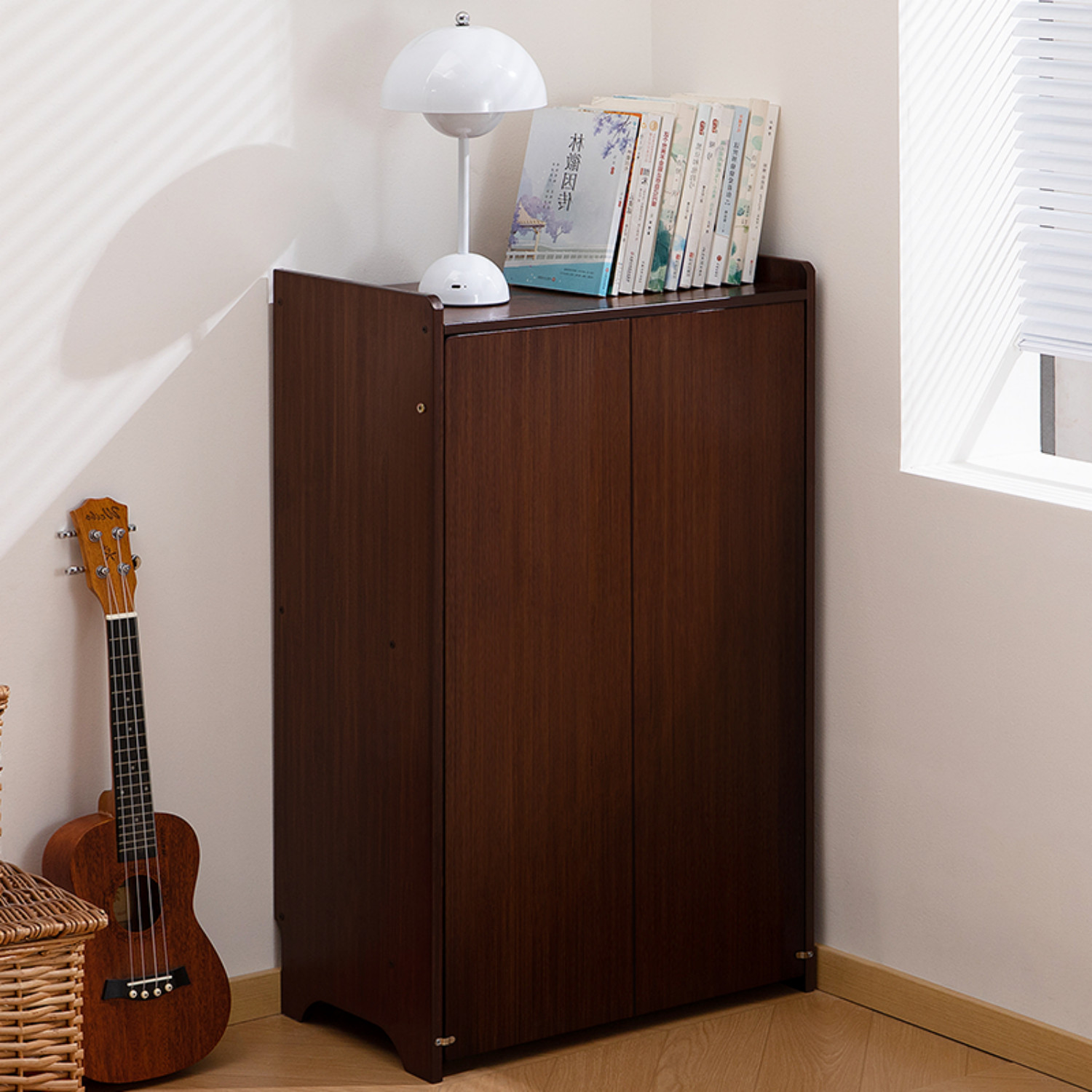 MultiFunctional Bamboo Folding Computer Desk w/ Hidden Storage for Small Space