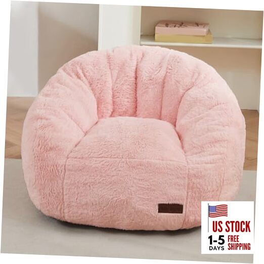 Bean Bag Chair for Kids, Shell Shaped Bean Bag Couch for Boys Standard Pink