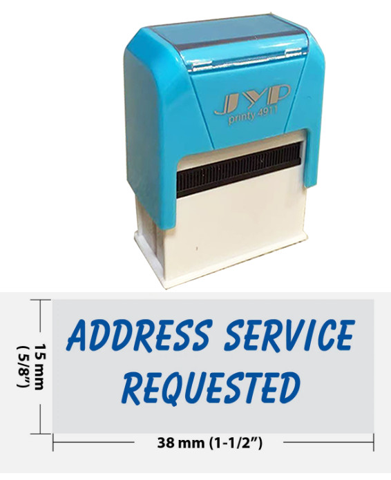 Address Service Requested -Self Inking Rubber Stamp - JYP 4911R-14 ( BLUE INK)