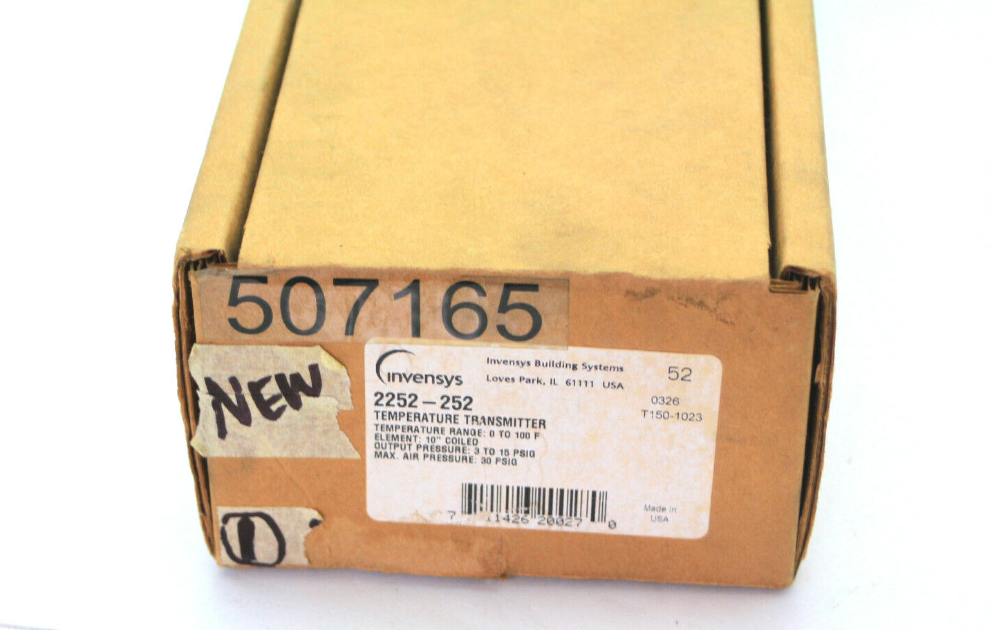 Invensys 2252-252 Temperature Transmiter w/ 10'' Element (0 to 100F) New