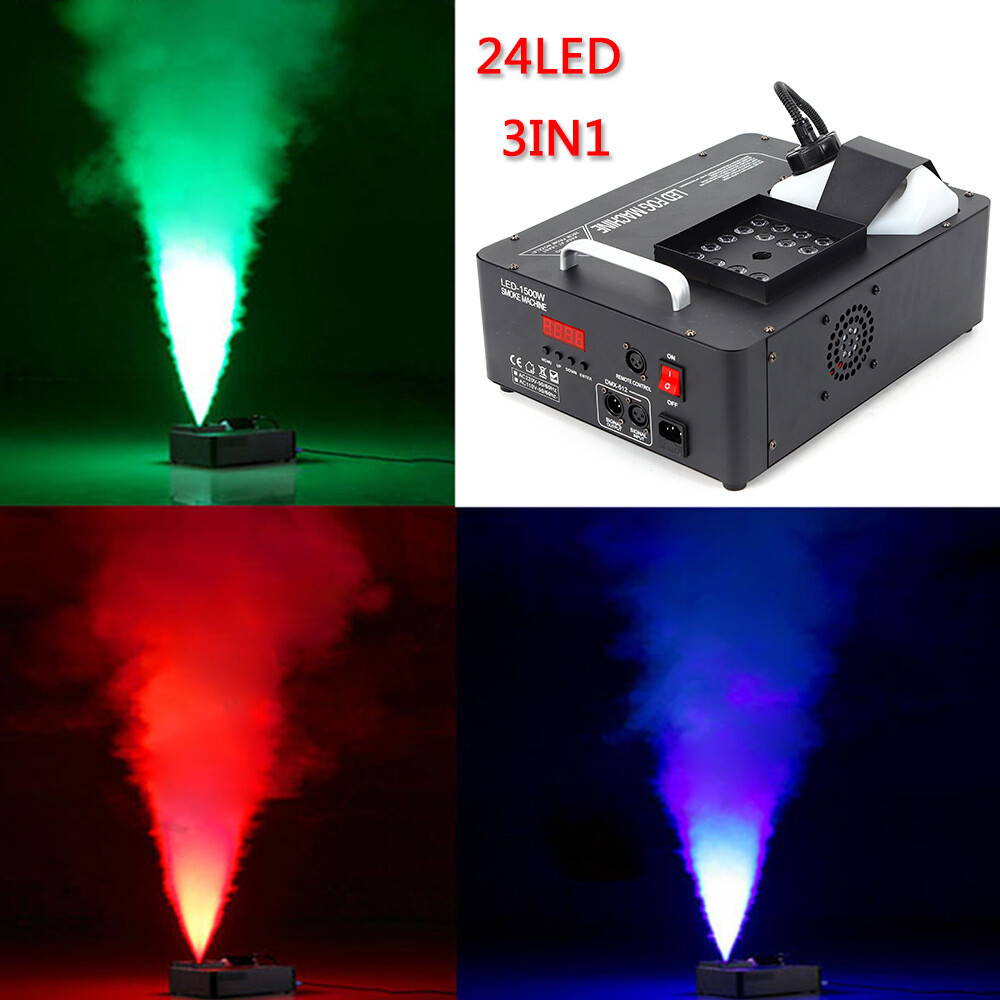 Smoke Fog Machine RGB 24 LED Light DMX DJ Party Vertical Spray Fog Stage Light