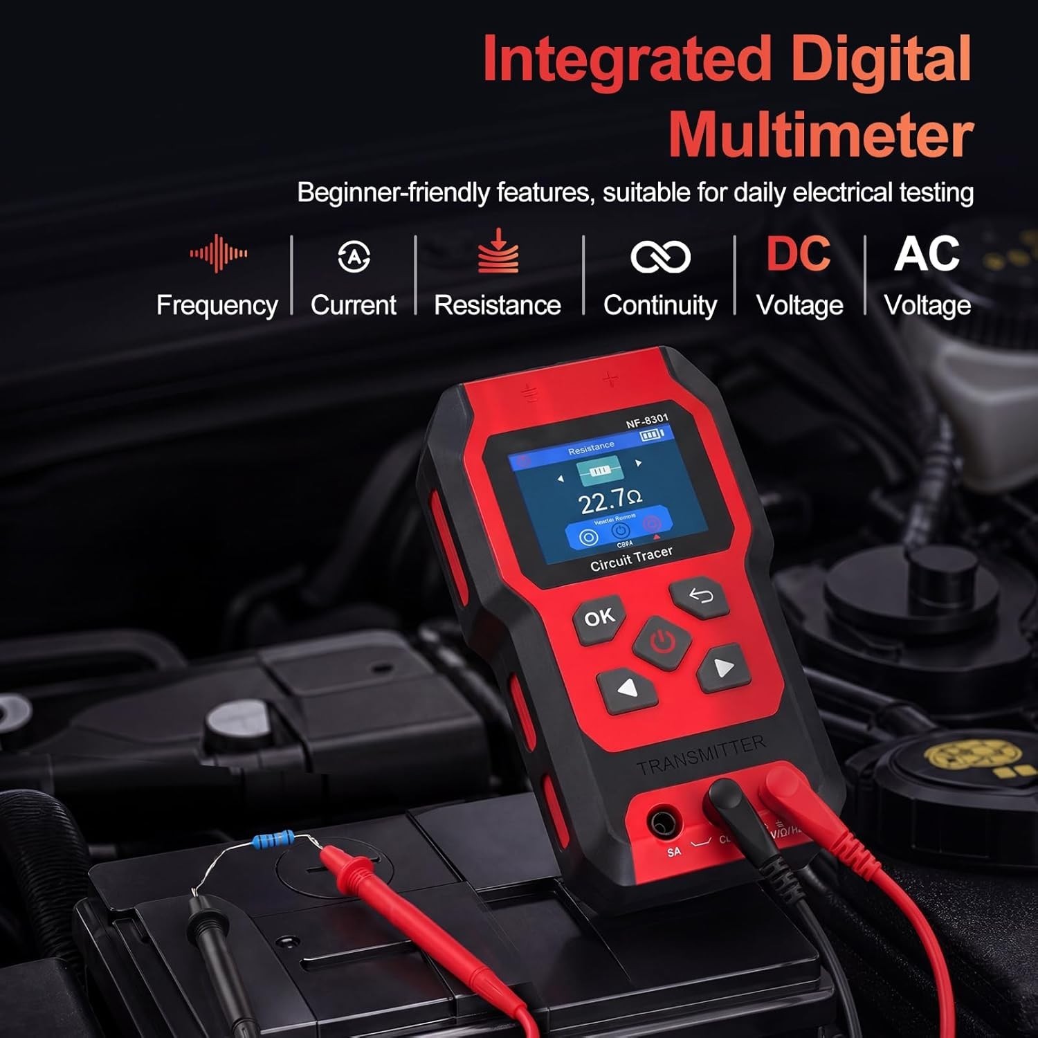 Advanced Cable Locator & Wire Tracer with Built-In Multimeter and LED Flashlight
