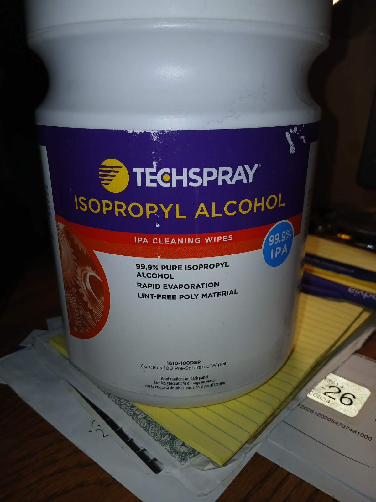 Techspray 1610-100Dsp Multipurpose Cleaning Wipes, 5" X 8", 100 Wipes
