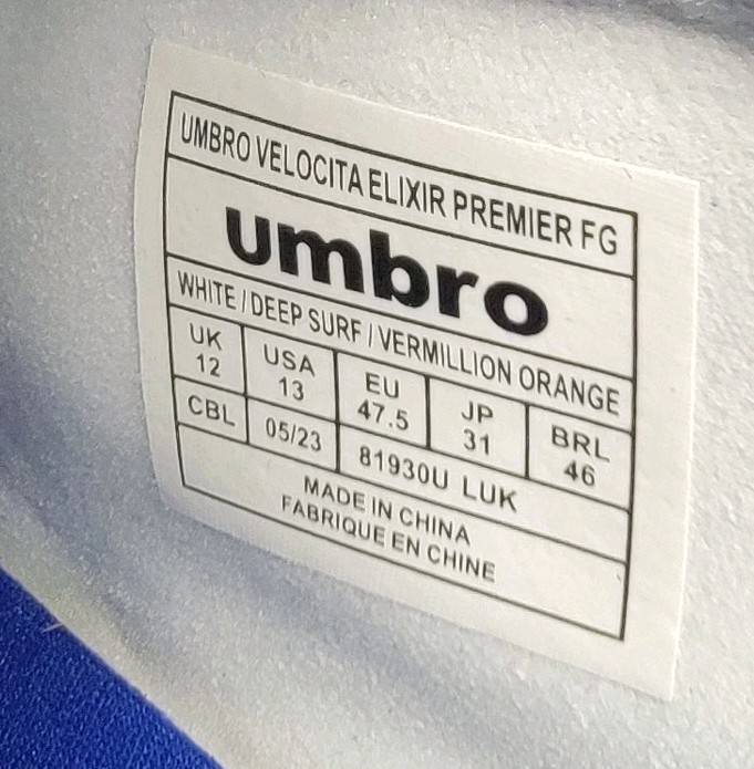 UMBRO Velocita Elixir Premier FG Soccer Cleats Men Size 13 #81930U-LUK