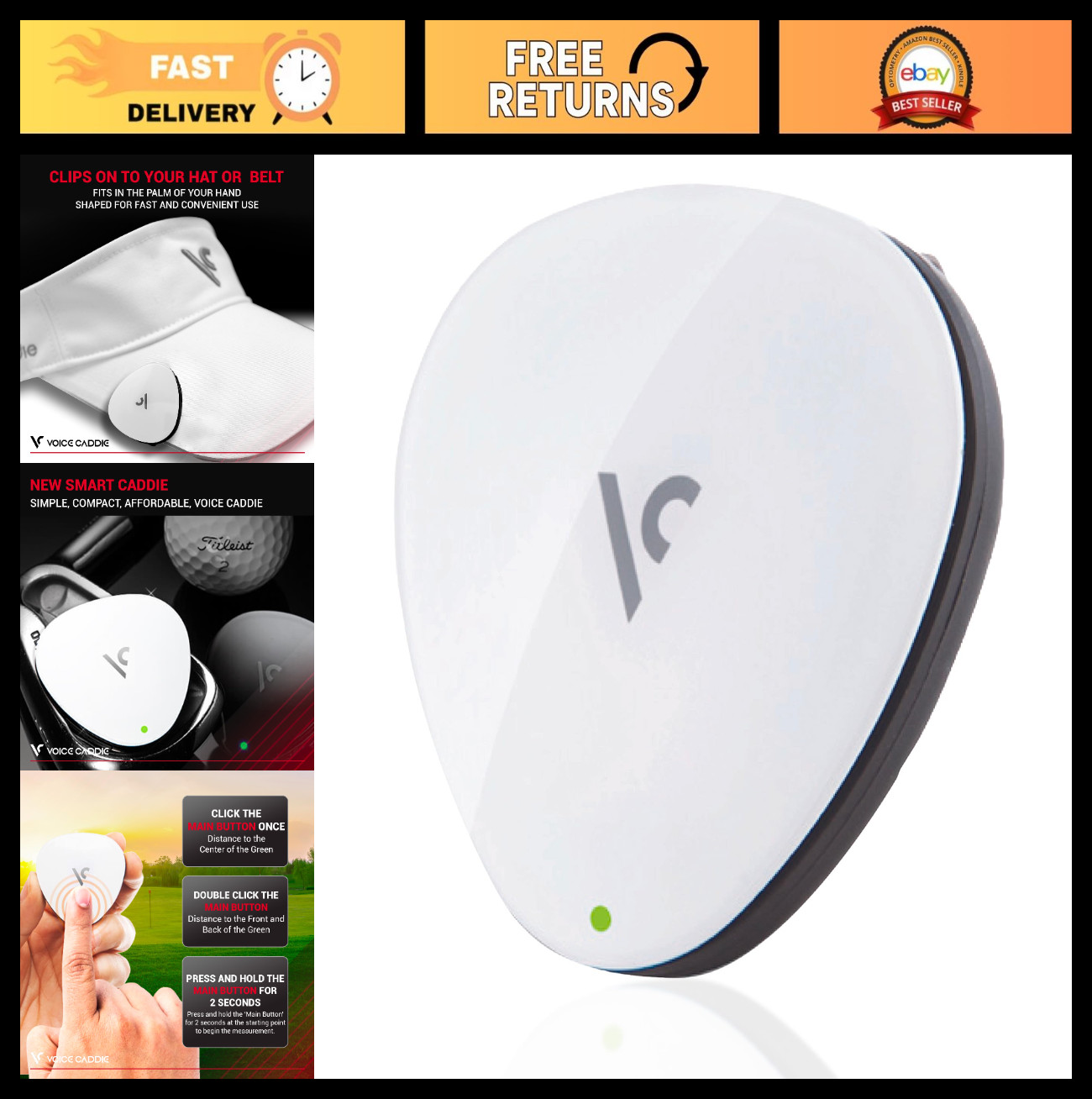 Golf GPS Rangefinder with Voice Output | 40,000+ Courses | Distance at Button Cl