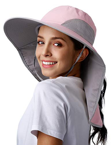 Sun Hats for Women UPF 80+ UV Protection Wide Brim Hiking One Size 04-pink