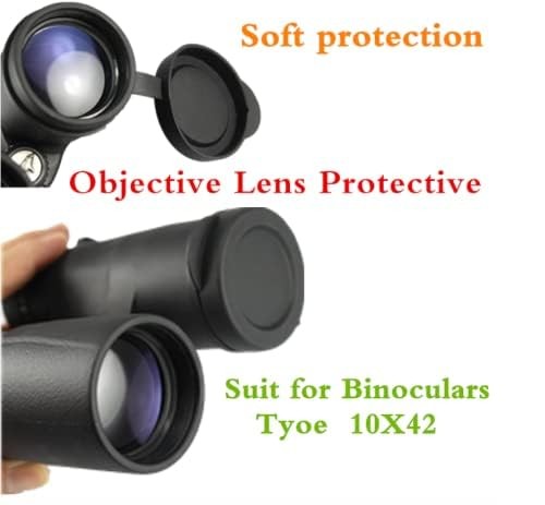 10x42 Rubber Lens Caps for Binoculars + Rainguard,Objective Optics Black