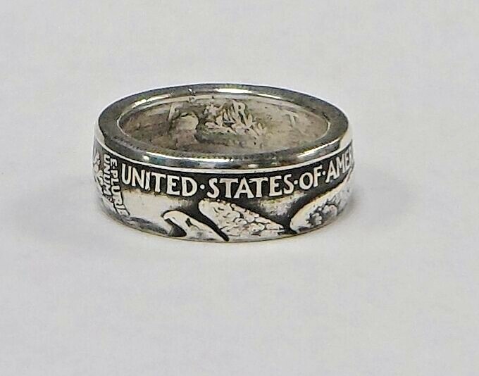 Coin ring "Handmade" from WALKING LIBERTY  Silver  Half Dollar   in size 9-14