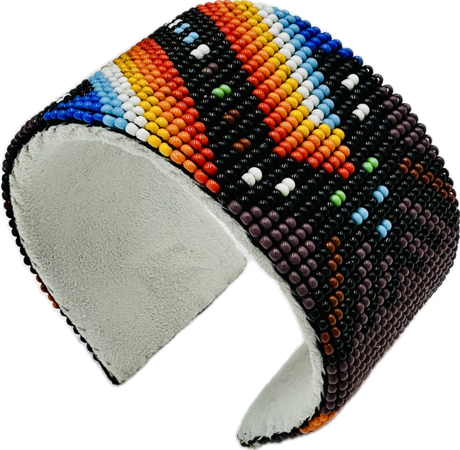 Handmade beaded Purple Multicolored Hard Cuff bracelet