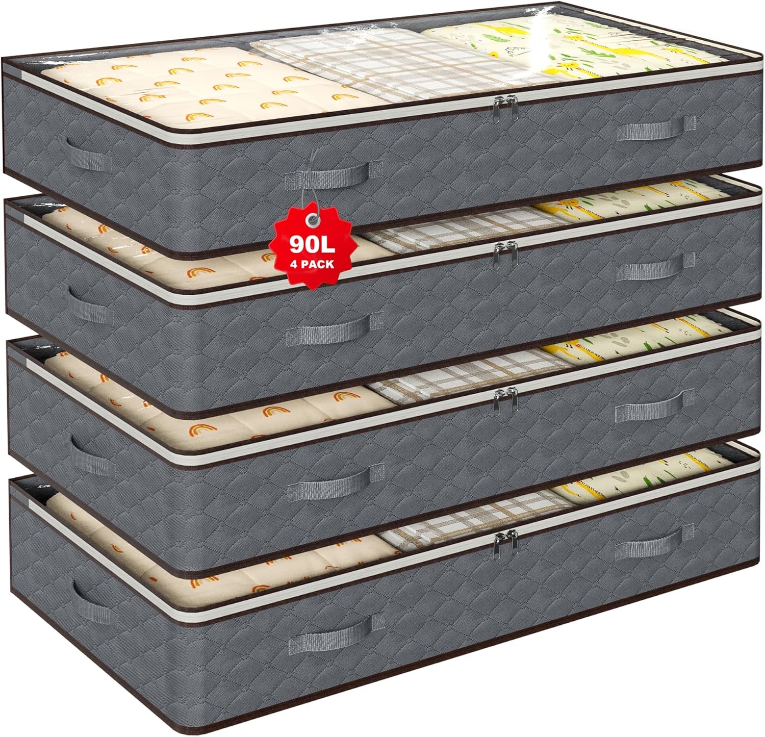 90L Under Bed Storage Containers,4-Pack Closet Organizers & Storage Bins