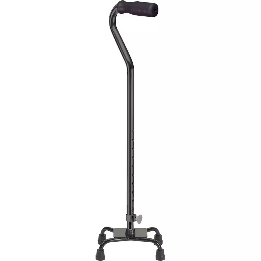 Walking Cane Adjustable Drive Medical Foam Grip Non-slip Handle 4-Prong Black