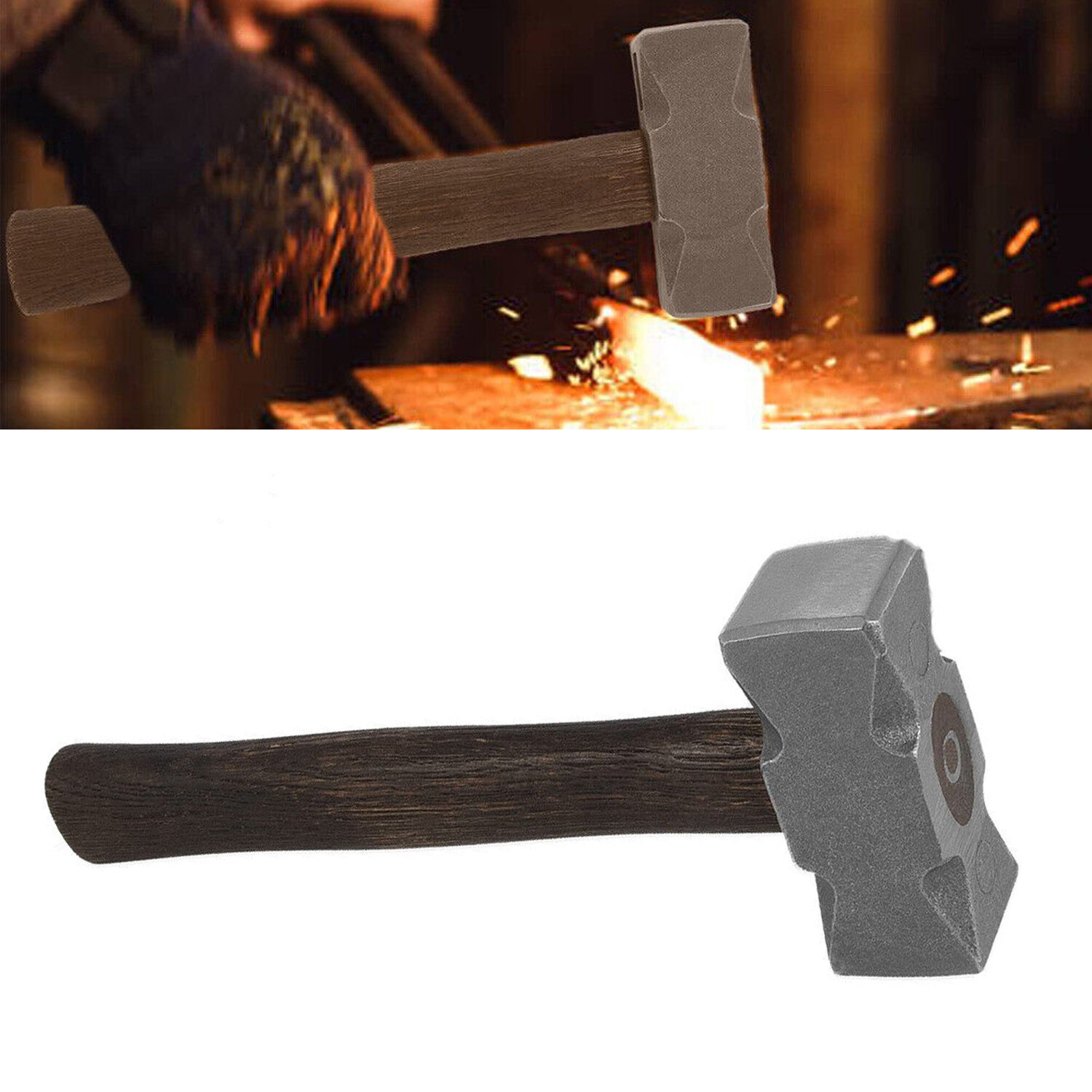 2.2LB Forging "Square" Hammer for Farrier Bladesmithing Blacksmith Anvil Knife