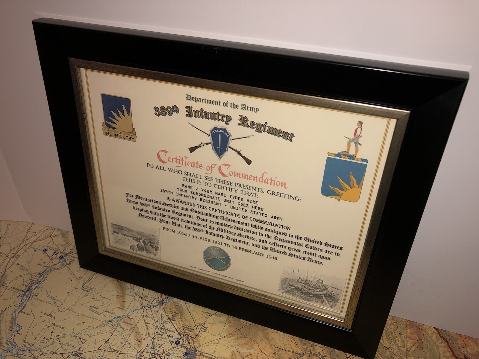 389TH INFANTRY REGIMENT / COMMEMORATIVE - CERTIFICATE OF COMMENDATION