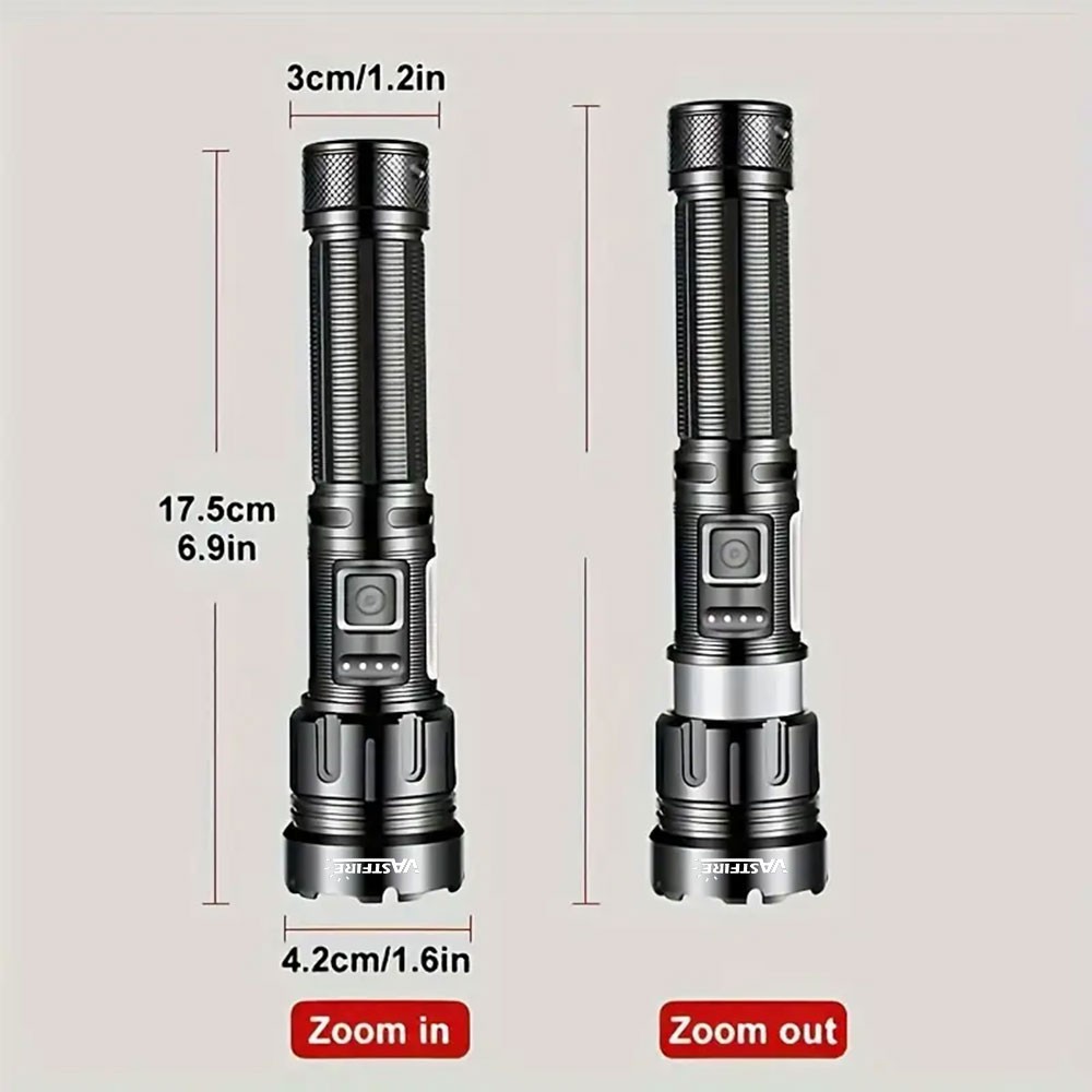 2Pack Super Bright LED Flashlight Zoomable USB Rechargeable COB Light Torch
