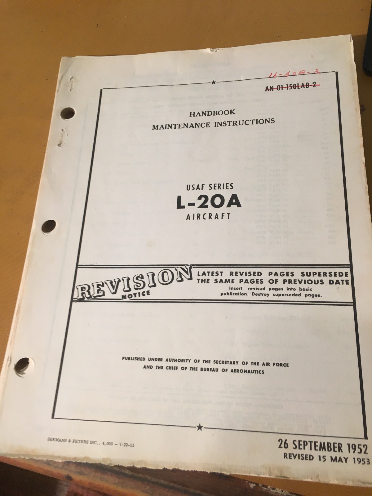 USAF L-20A DHC-2 Beaver DHC-2 Service Maintenance Manual aka de Havilland