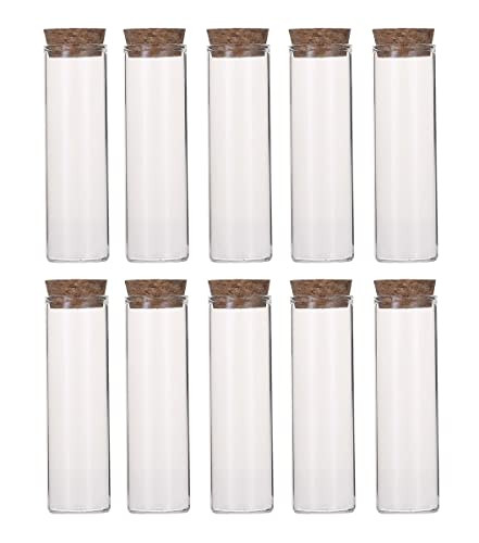10PCS 60ML/2OZ Empty Clear Refillable Glass Test Tubes Vial with Cork Stopper