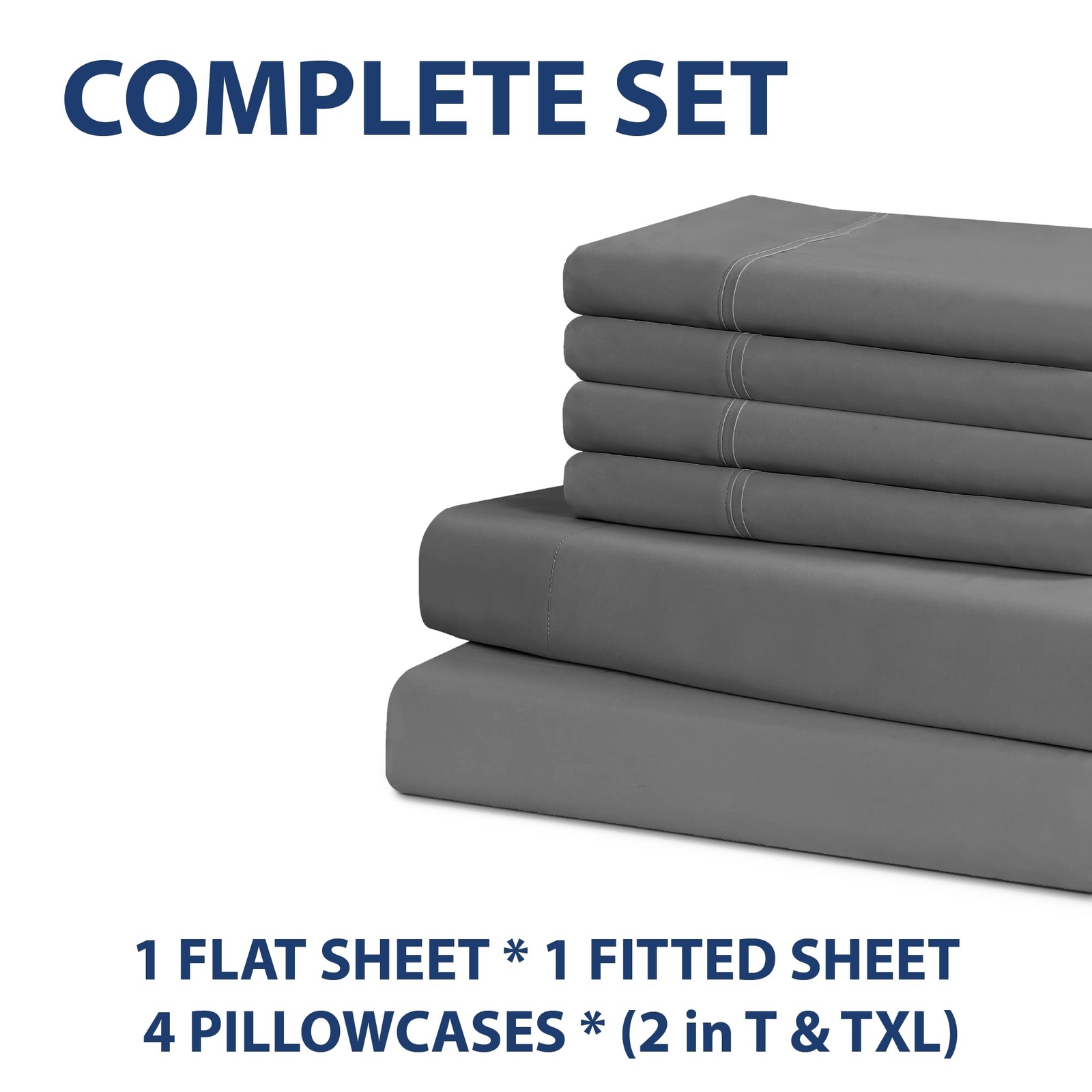Cathay Home 4 pcs Sheet Set, Queen, Gray