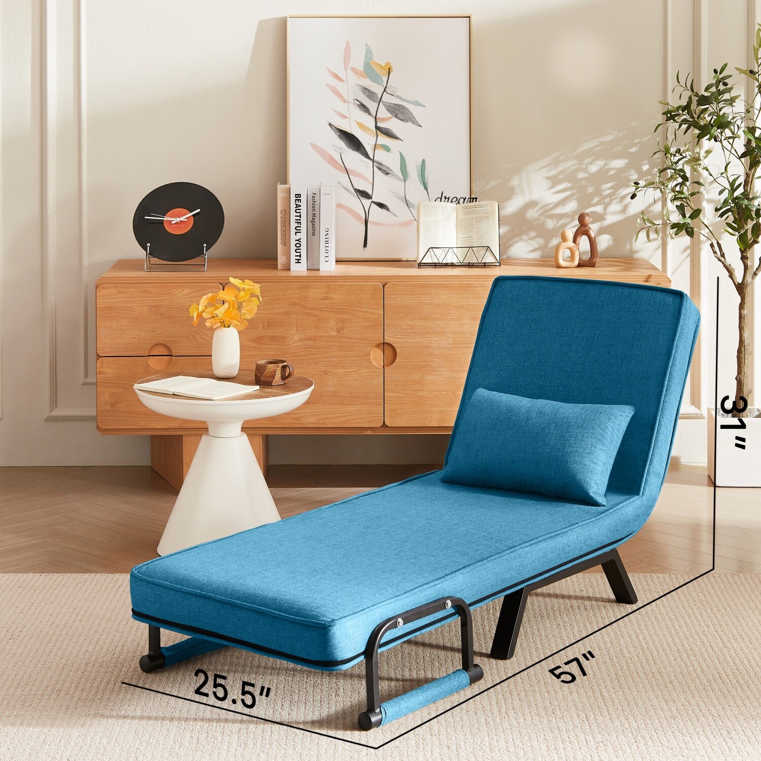 Convertible Sleeper Sofa Bed Single Sofa Bed Folding Sofa Bed w/ Pillow
