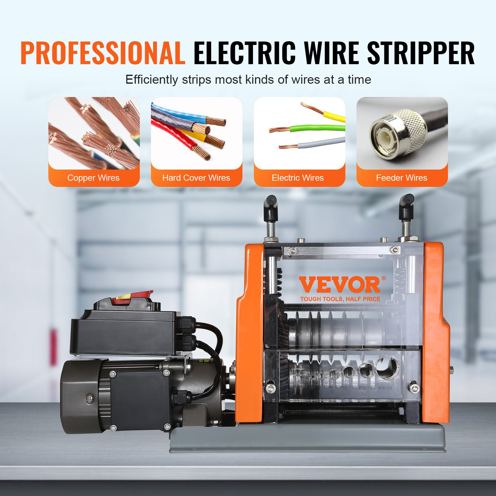 VEVOR Automatic Wire Stripping Machine - 0.06''-0.98'' Electric Motorized - 60W
