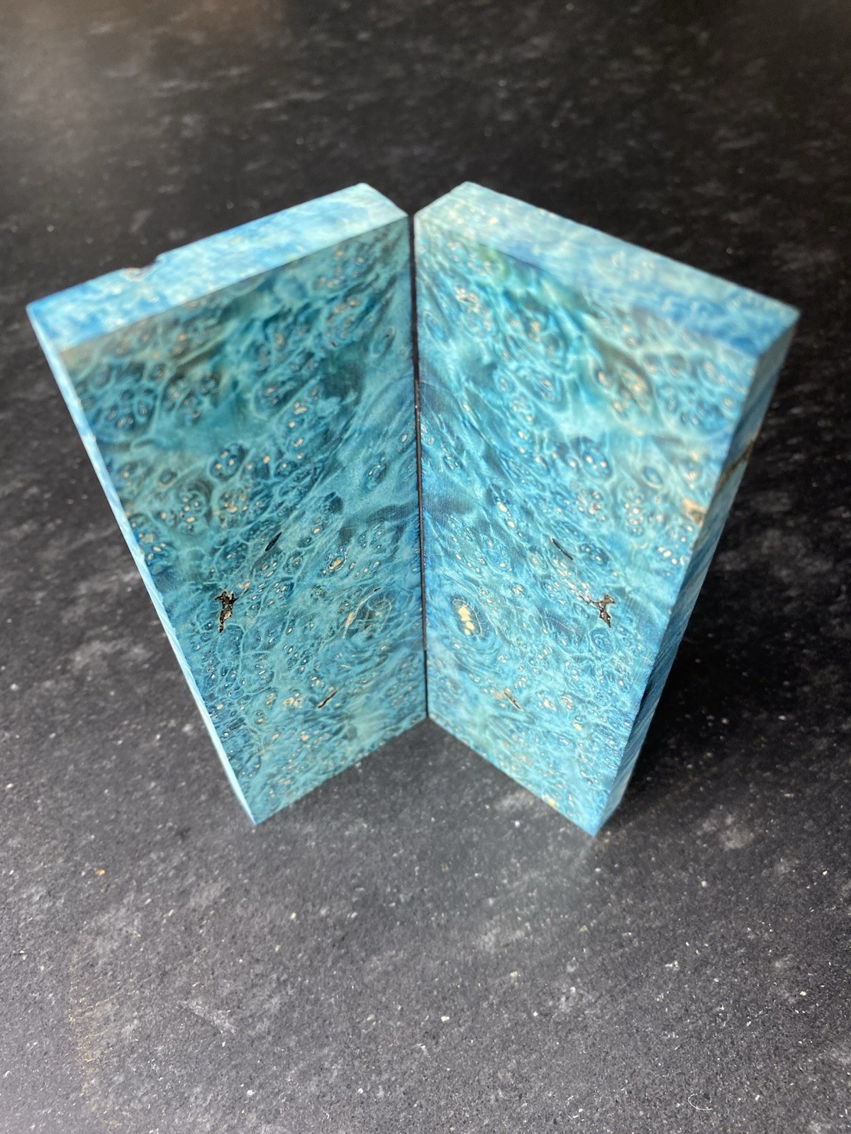 Dyed Box Elder Book Matched Knife Scales 4.98” x 1.76” x .40”