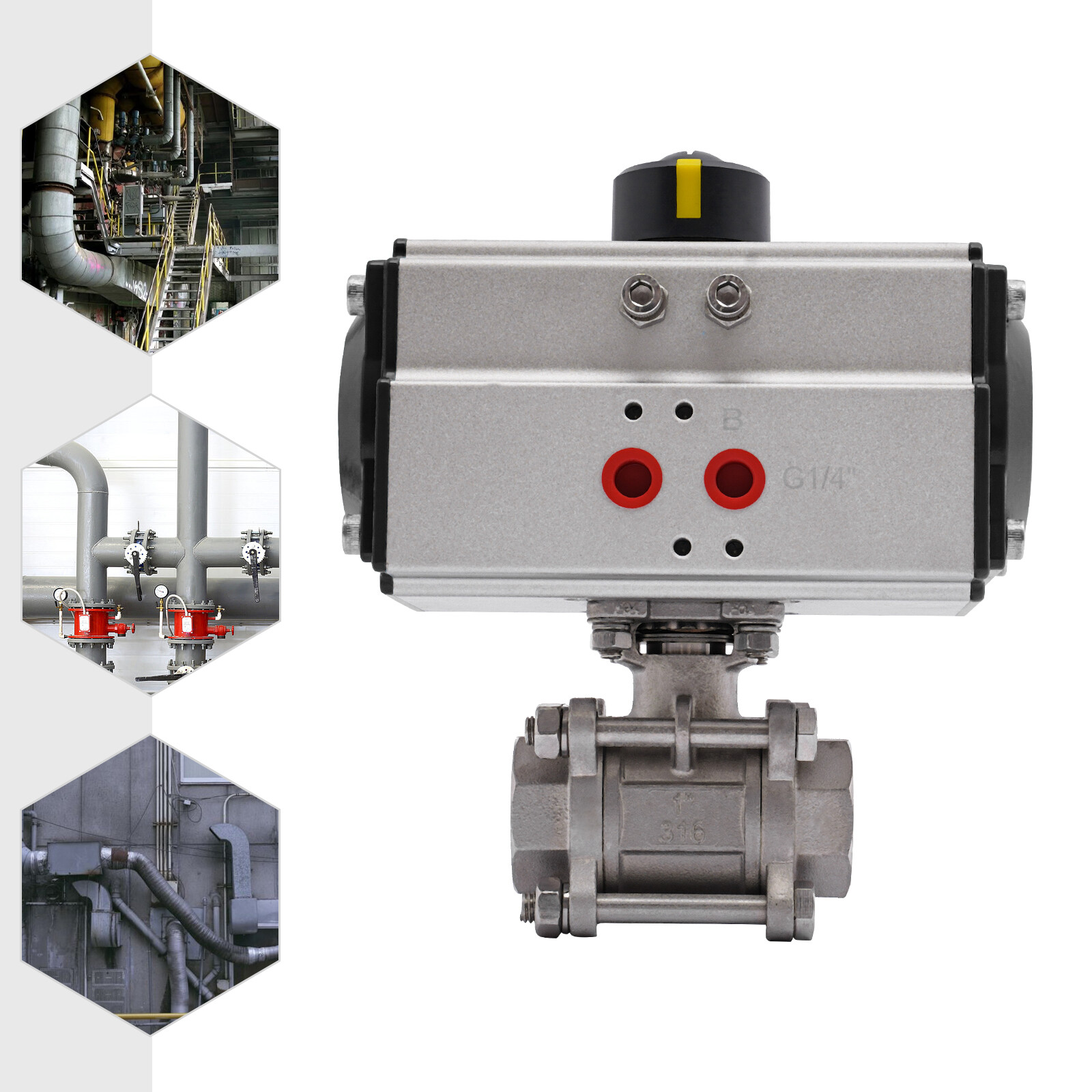 1" inch NPT Pneumatic Ball Valve Single Acting Stainless Ball Valve Air-Operated