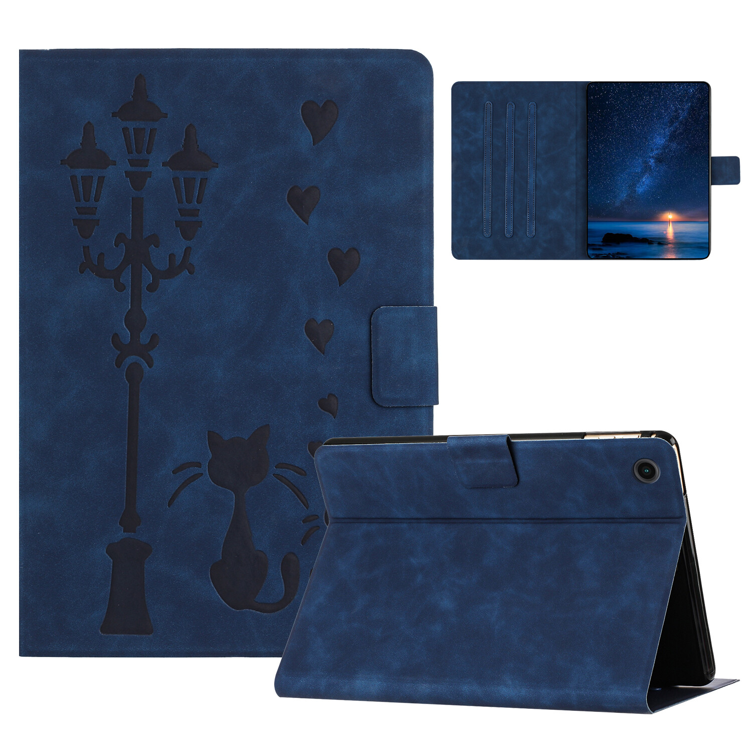 Leather Kitty Pattern Case For Samsung Galaxy Tab A9+ A8 A7 S2 Back Smart Cover