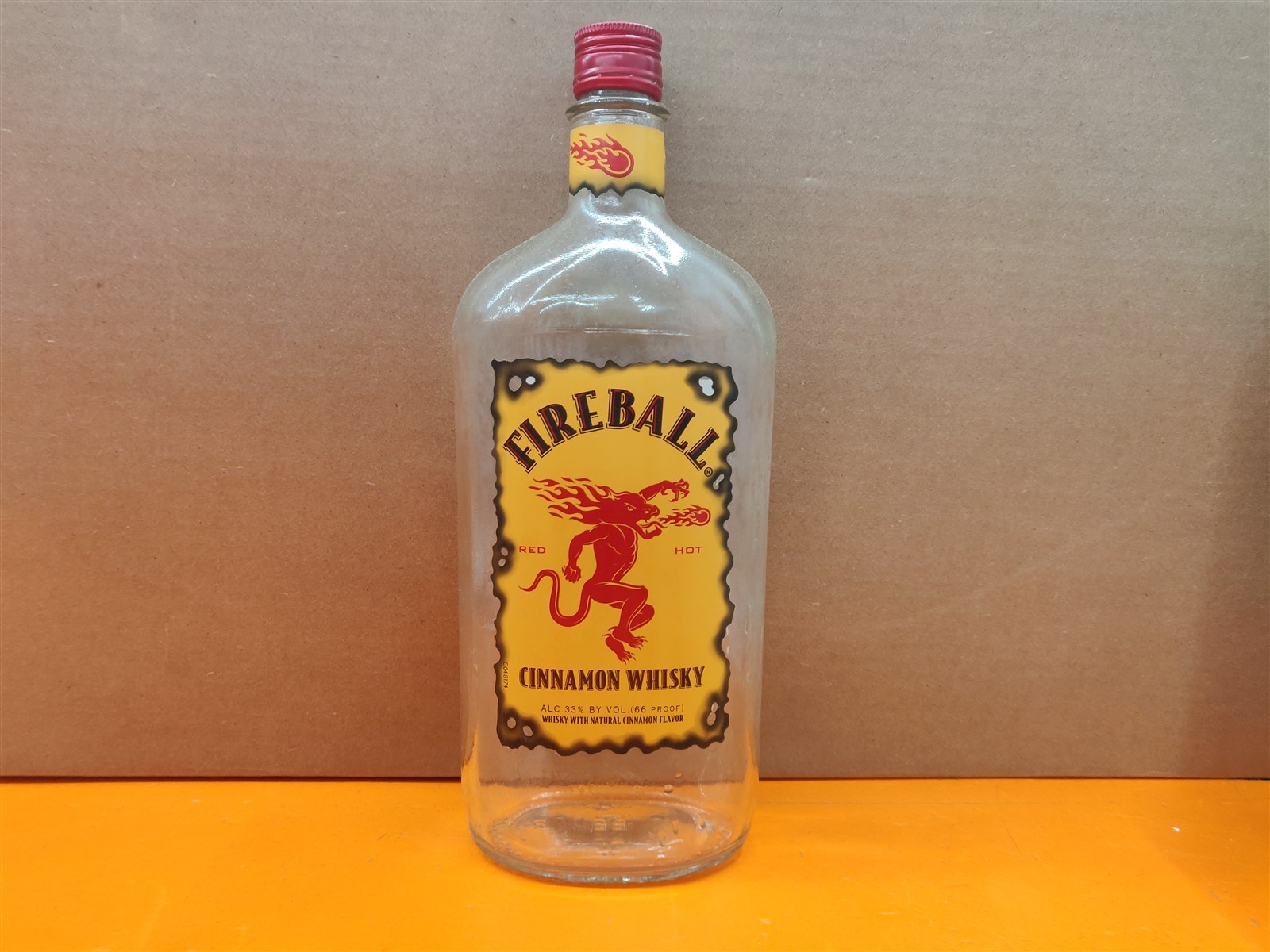 ⭐️⭐️⭐️⭐️⭐️ EMPTY 1L Fireball Cinnamon Whisky Glass Bottle For Crafts/Upcycle
