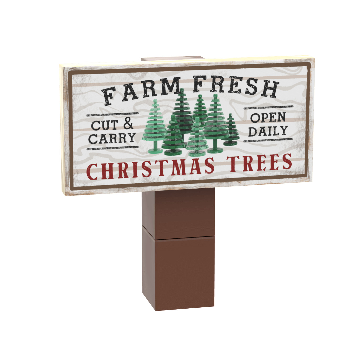 Christmas Tree Farm Sign & Post - Christmas - Custom Printed - Brick City