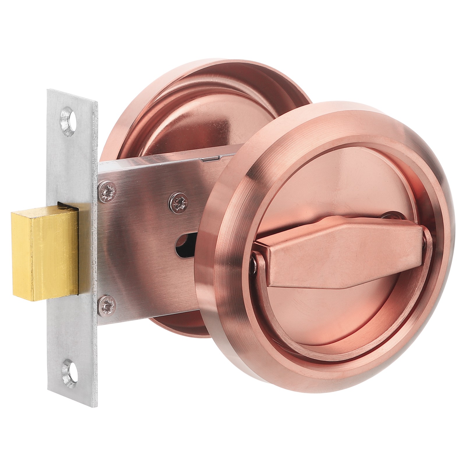 Round Recessed Door Lock Stainless Steel Hidden Cup Door Handle Red Bronze