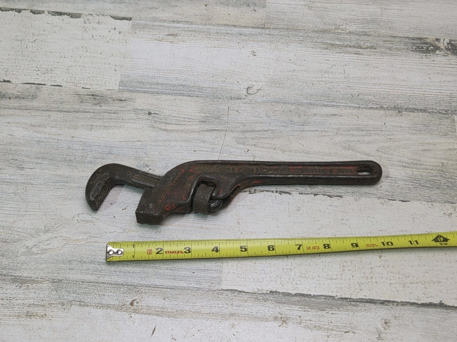 Ridgid Pipe Wrench Model E10 Heavy Duty Angeled Offset 10" Made in USA