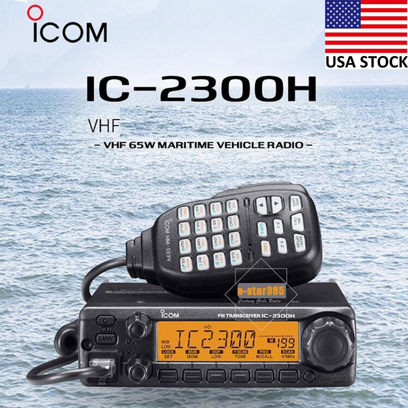 IC-2300H 65W FM Transceiver VHF Marine Radio Mobile Car Radio Station 10KM New