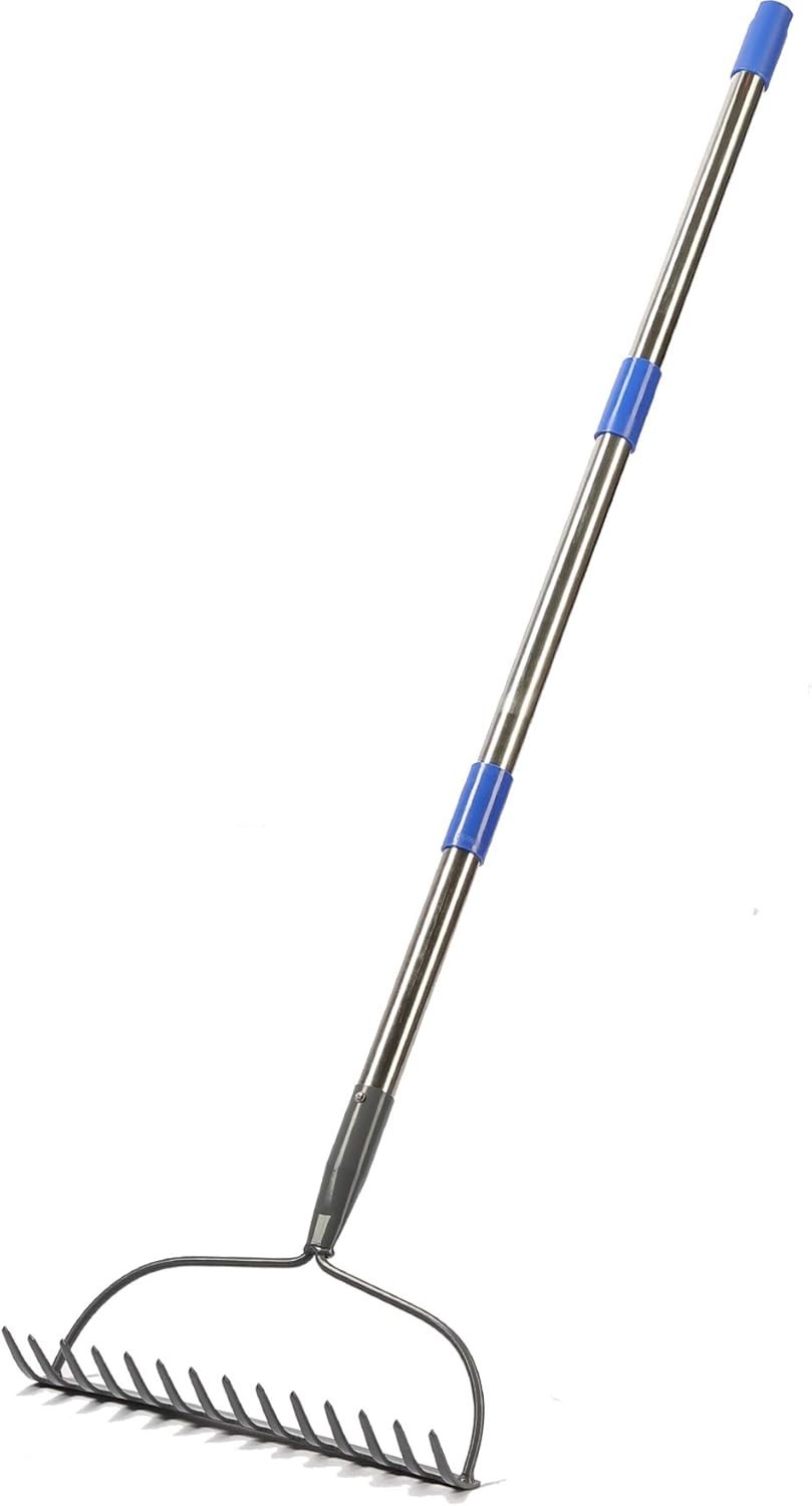 Rastrillo de metal de 5 pies para césped - Rastrillo de cabezal nivelado NEW US