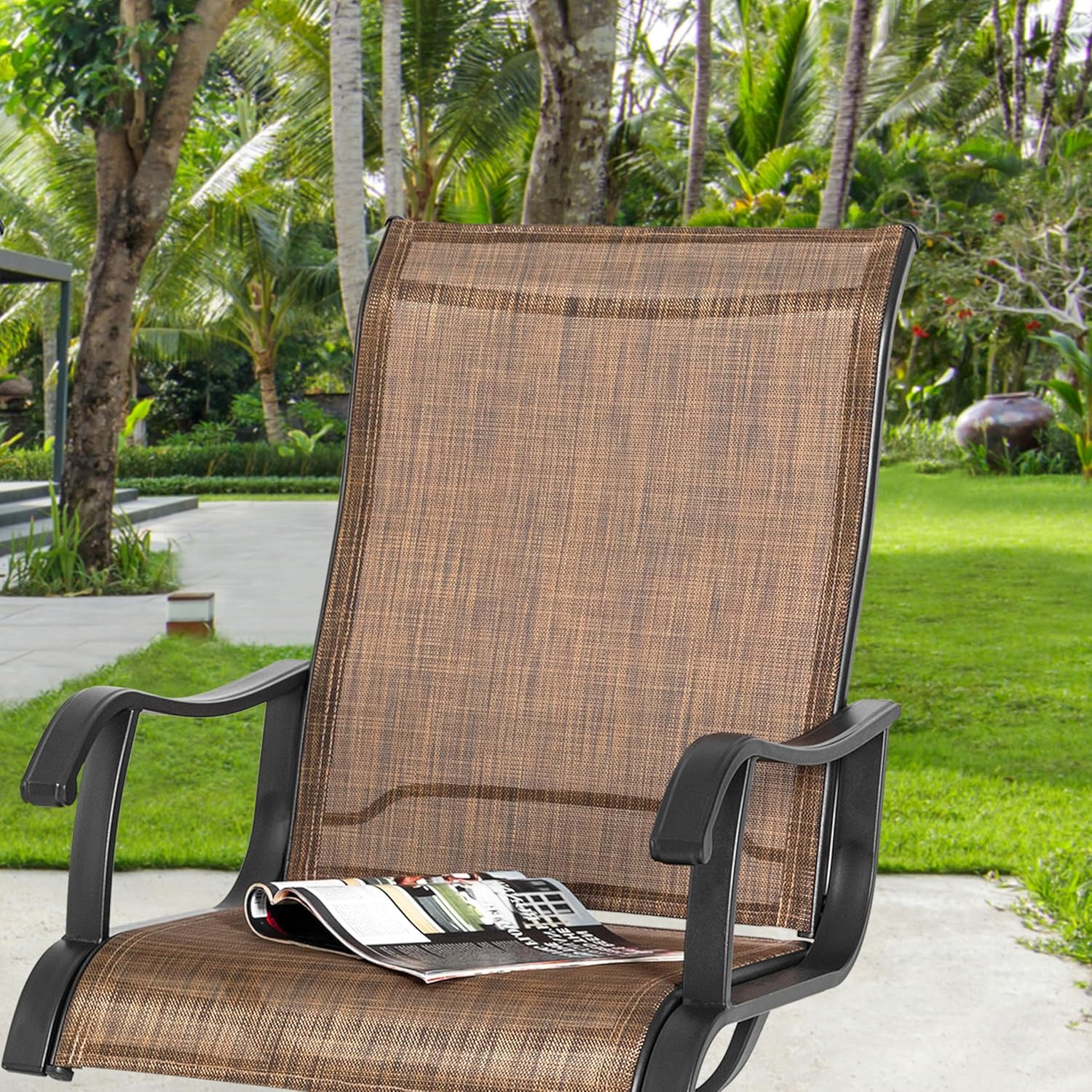 NUU GARDEN Patio Swivel Chair Set of 2, Outdoor Swivel Rocker Dining Chairs with
