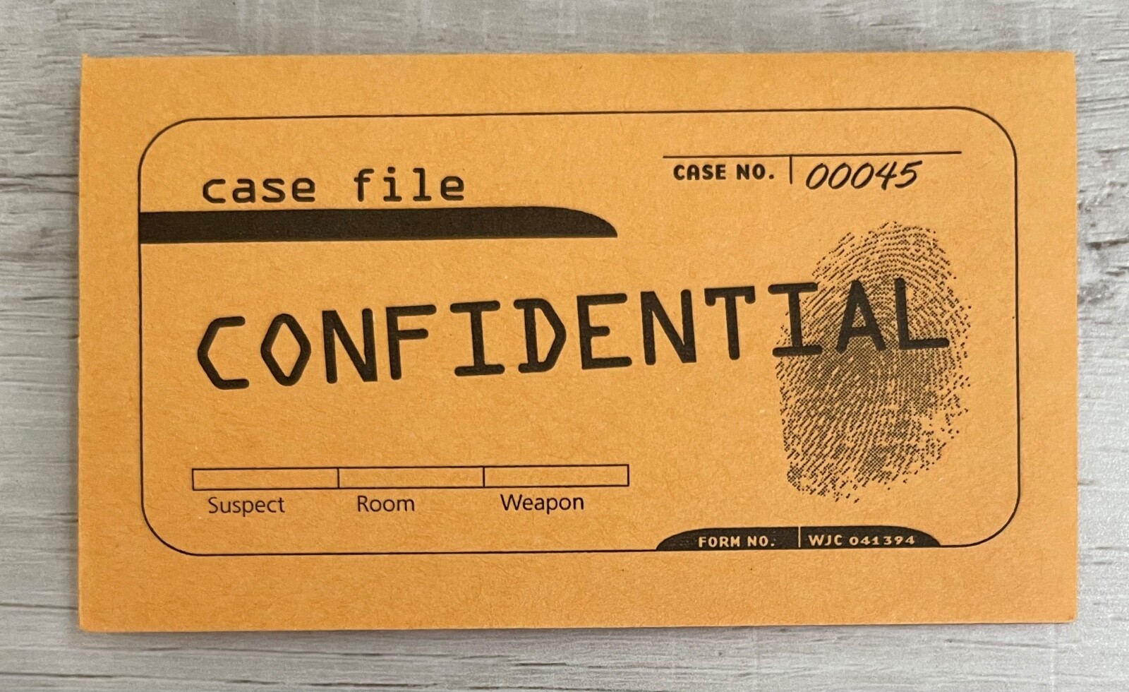 Clue Board Game Confidential Envelope Case File 2002
