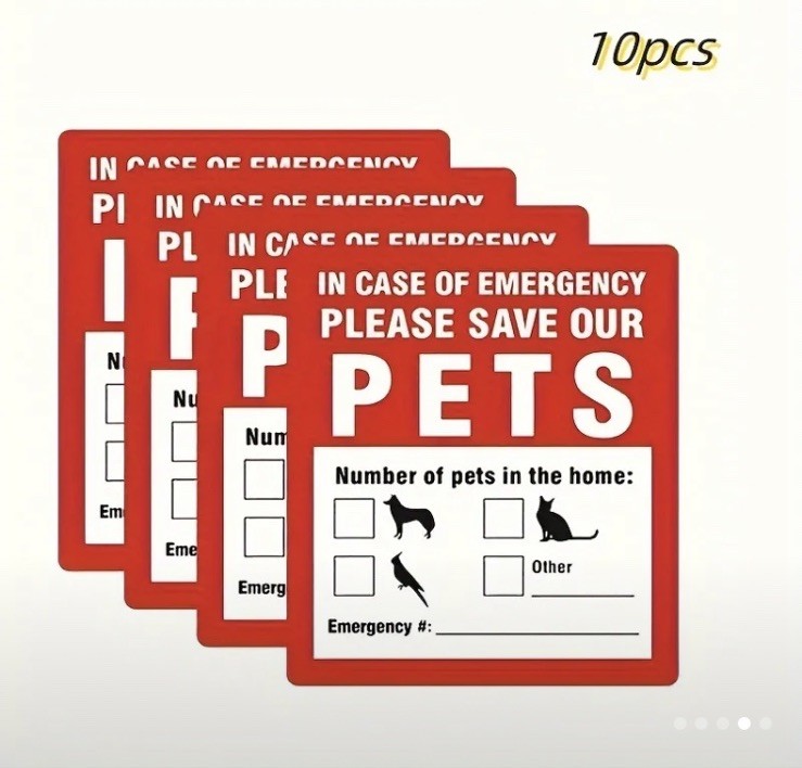 10 PACK Red Pets Inside Alert 4" Rescue Emergency Fire Window Stickers Decals