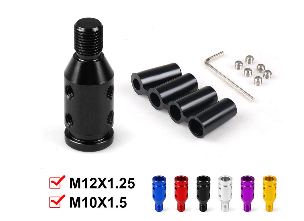 Car Aluminum Shift Knob Adapter For Non Threaded Shifters M12x1.25mm / M10x1.5mm