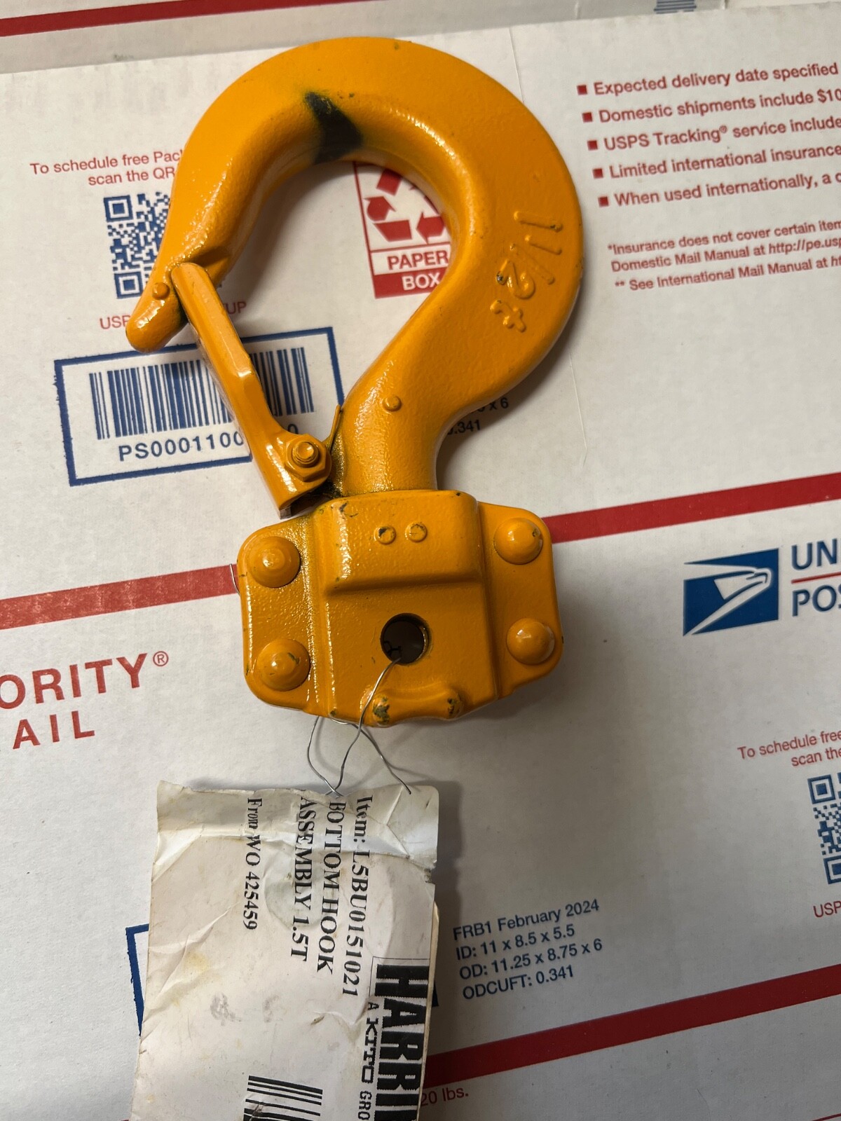 NEW!  HARRINGTON  Bottom Hook for 1 1/2 Ton Lever Hoist