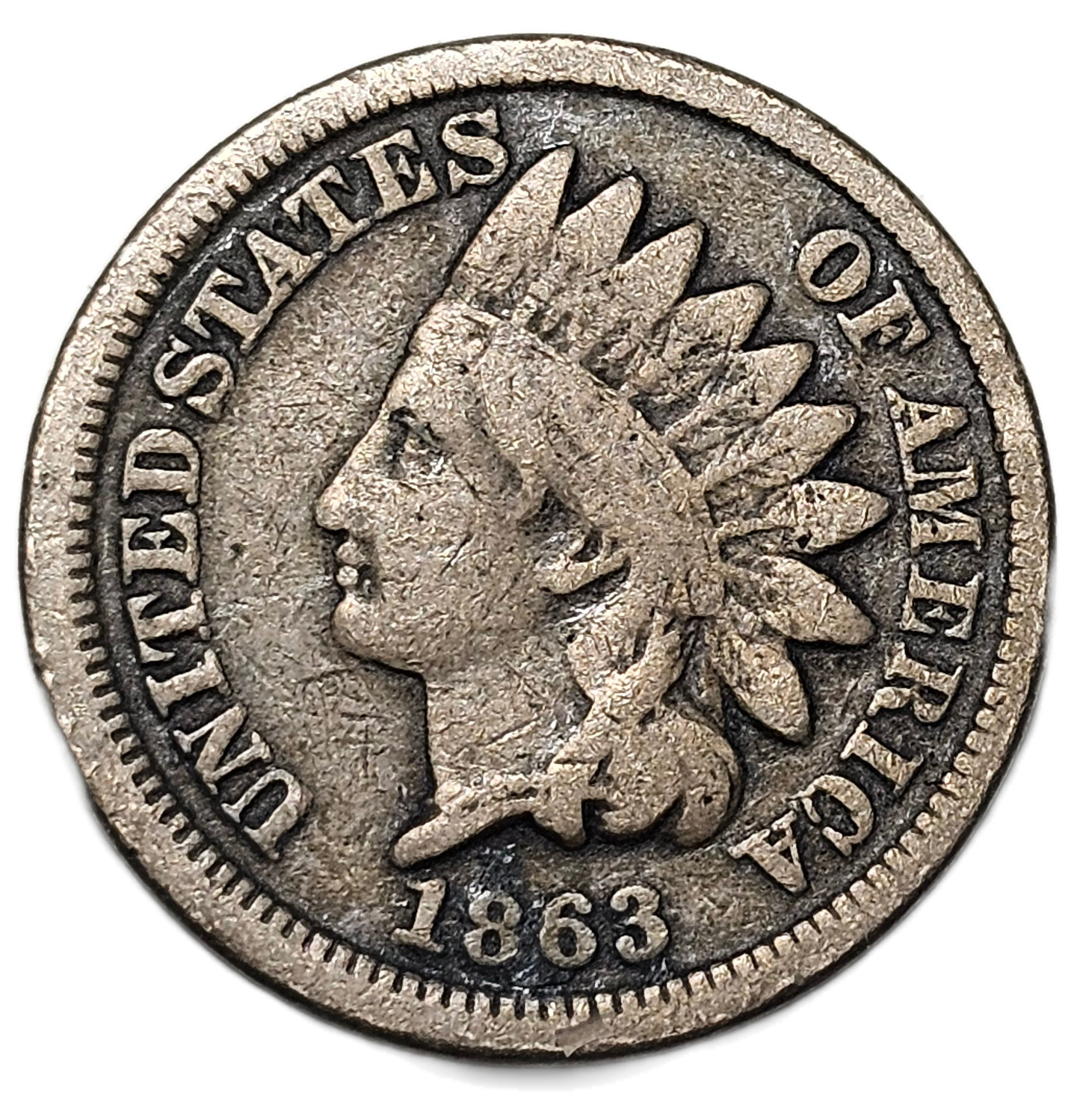 1863 INDIAN CENT GOOD+ FREE USA SHIPPING!