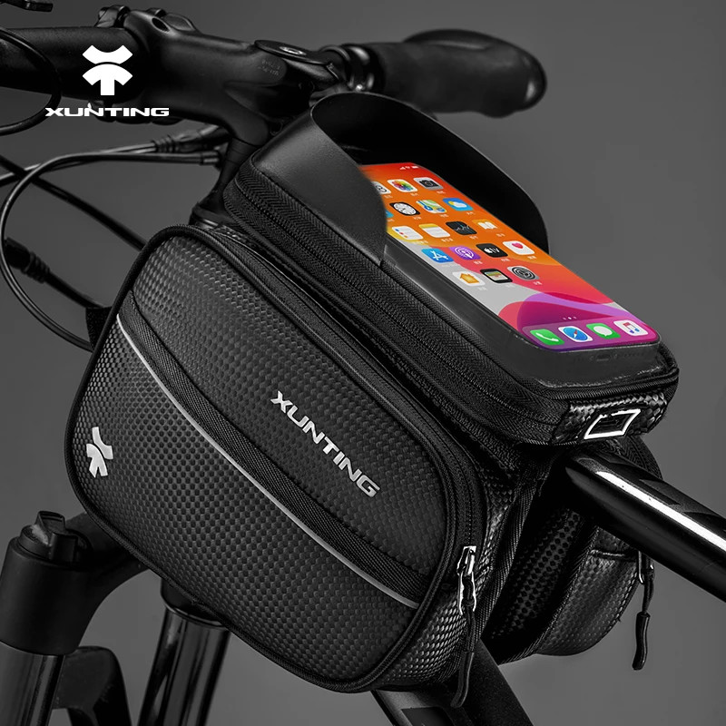 Xunting Mountain Bike Bag Front Handlerbar Bag Rainproof 6.8Inch Mobile Phone Ca