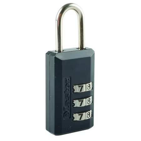 Master Lock 646D Luggage Padlock, 1 1/2 In, Rectangle, Black